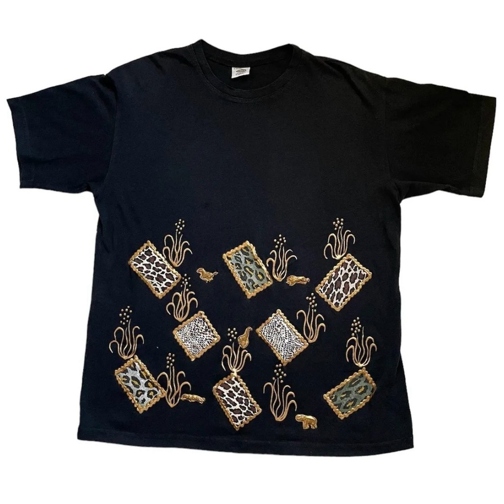 Vintage 80s nature Savanna animal print art tee